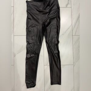 SPANX Black Faux Leather-Look Leggings